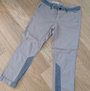 Cuffed Ankle Khakis with Pinstriped Detail